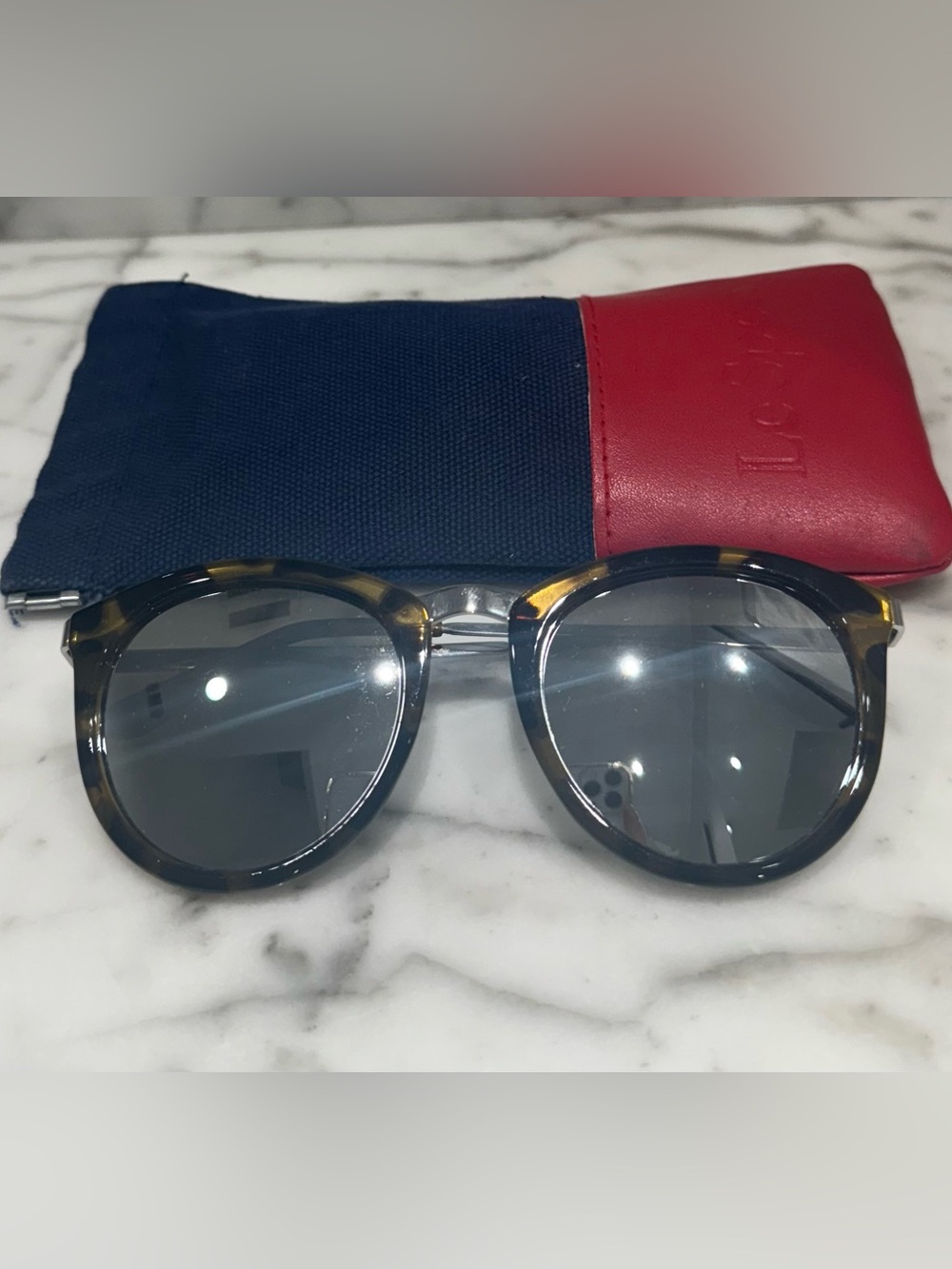 Le Specs No Smirking 1502100 Sunglasses Tortoise Shell Mirrored Round Cat Eye